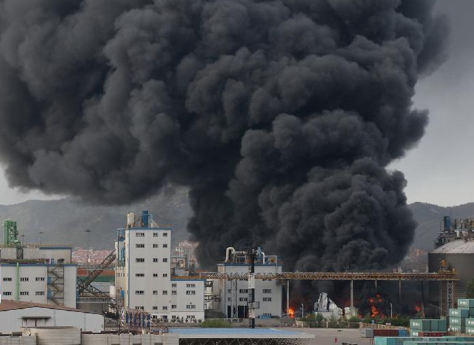 山东烟台一粮油公司发生火灾